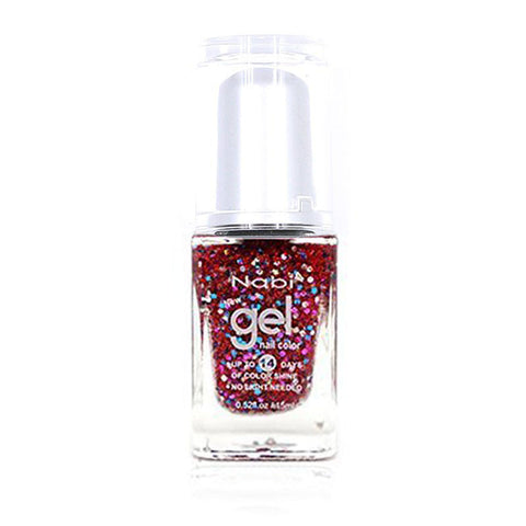 NG91 - New Gel Nail Polish Red Round Glitter