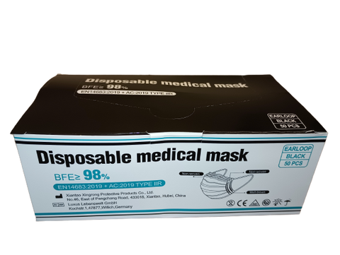 3-Ply Black Disposable Medical Face Mask 50pcs / box